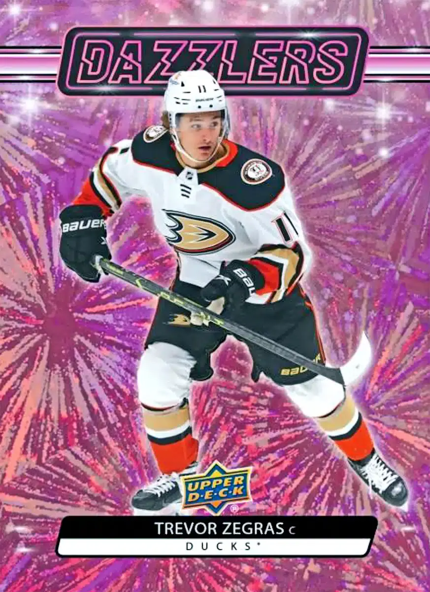 2023-24 Upper Deck Series 1 hockey Dazzlers Pink Trevor Zegras