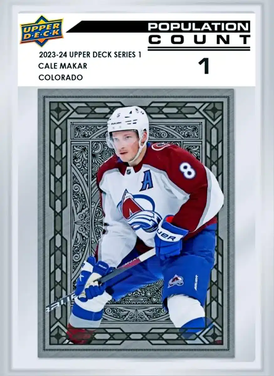 2023-24 Upper Deck Series 1 hockey Population Count 1 Cale Makar